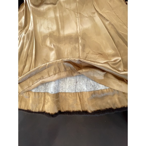 Vintage 70s Mouton Fur Long Coat Suede Stripe Shearling Retro Boho Glam XXS READ - Picture 13 of 16